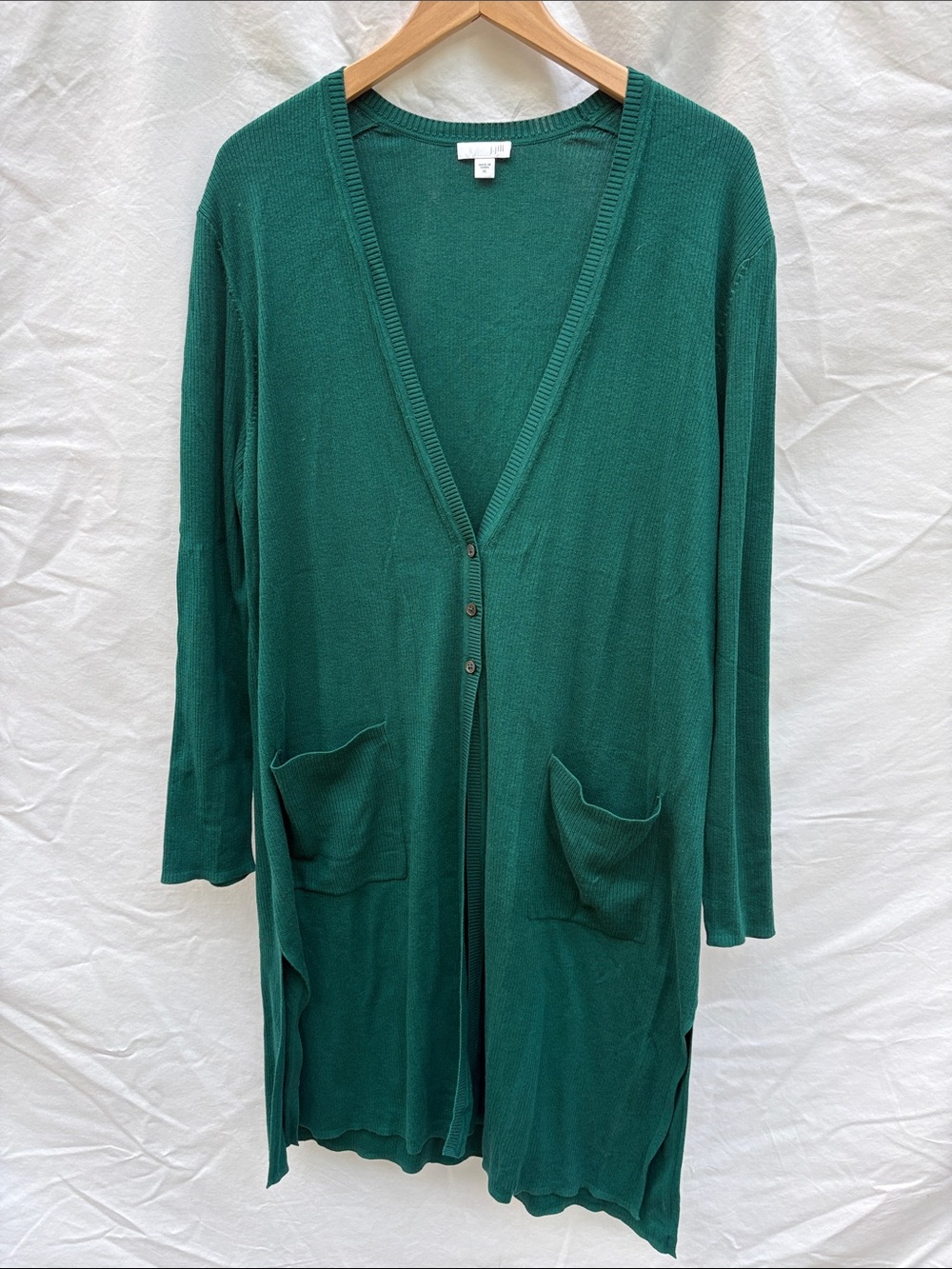 J. Jill Emerald Green Ribbed Long Knit Cardigan